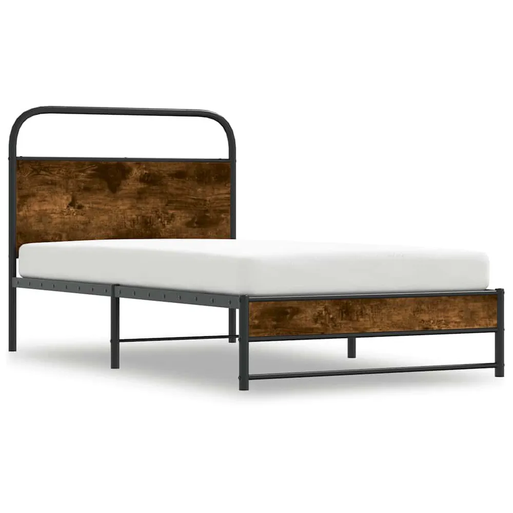 Bedframe zonder matras bewerkt hout gerookt eiken 100x190 cm