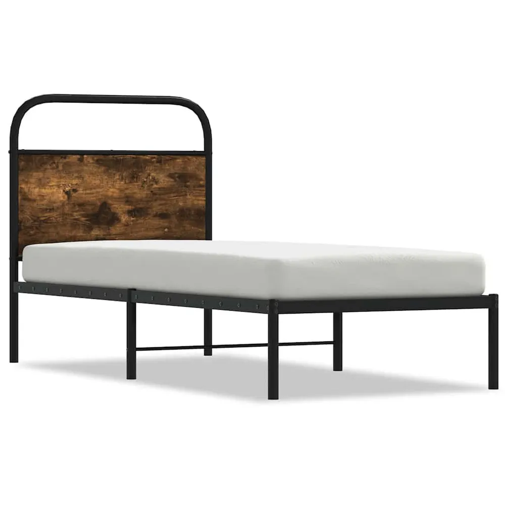 Bedframe zonder matras bewerkt hout gerookt eiken 80x200 cm