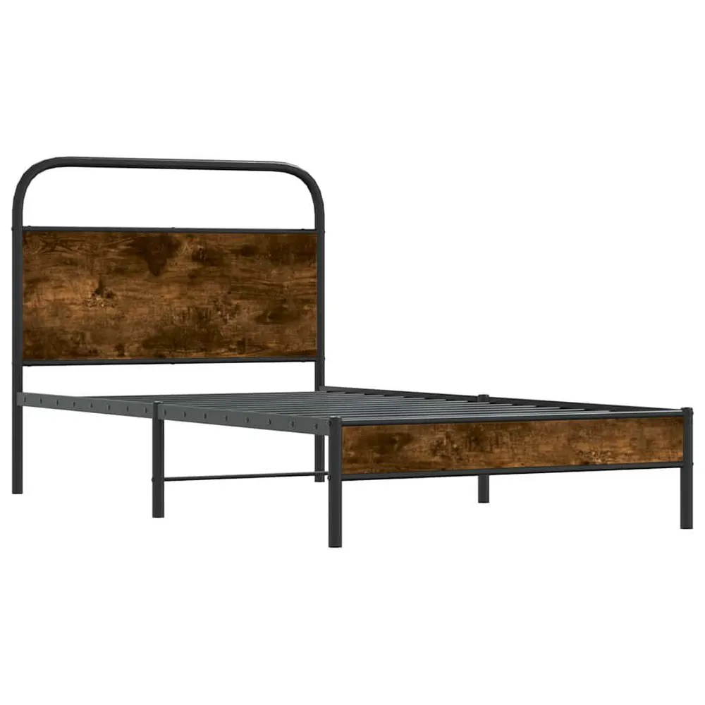 Bedframe zonder matras bewerkt hout gerookt eiken 107x203 cm
