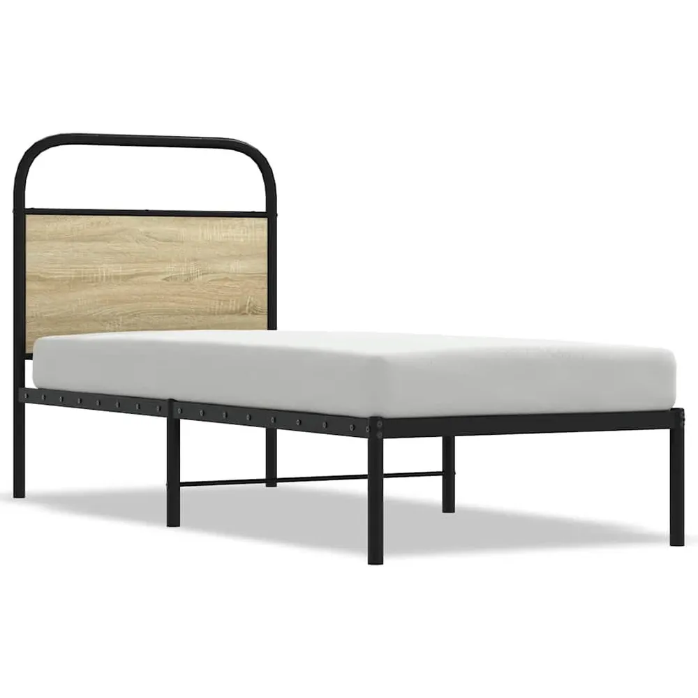 Bedframe zonder matras bewerkt hout sonoma eikenkleur 75x190 cm