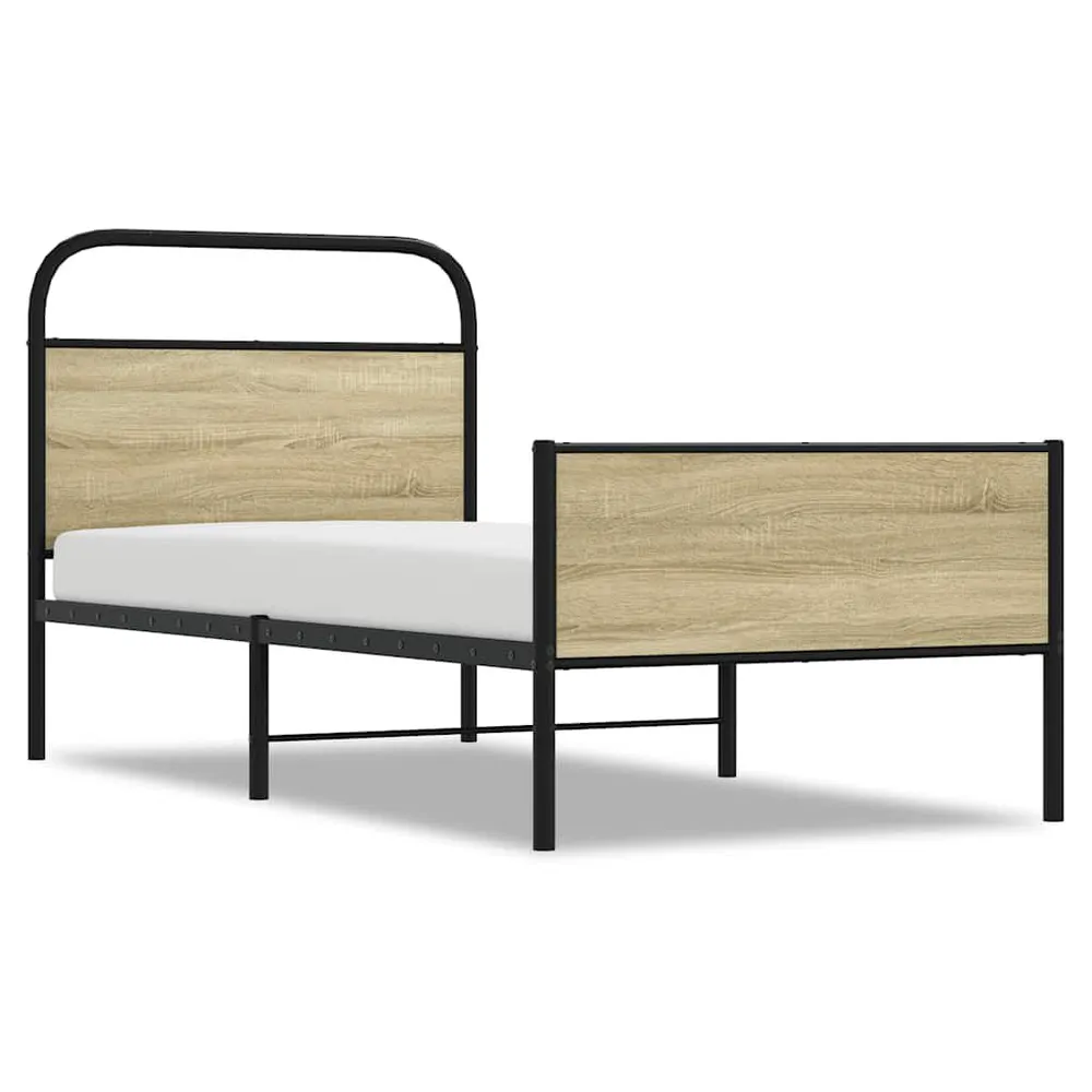 Bedframe zonder matras bewerkt hout sonoma eikenkleur 75x190 cm