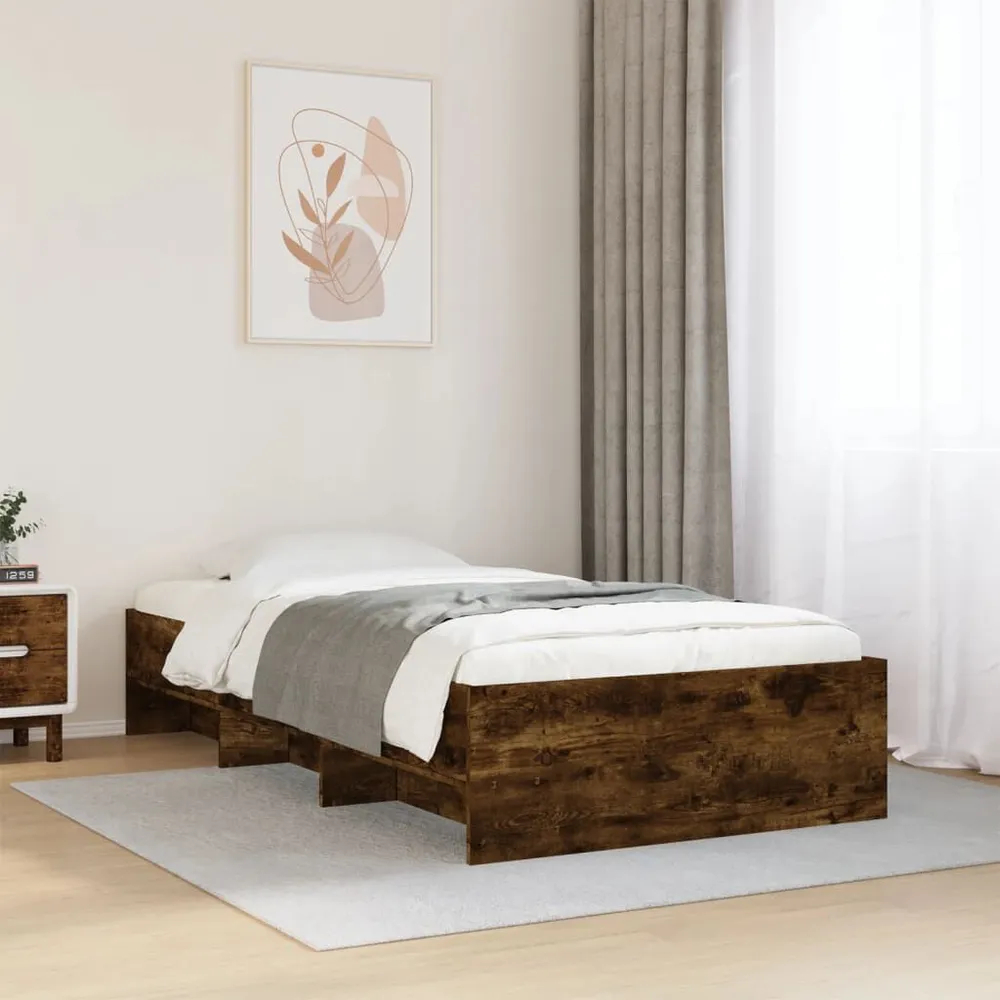 Bedframe zonder matras hout gerookt eikenkleurig 75x190 cm