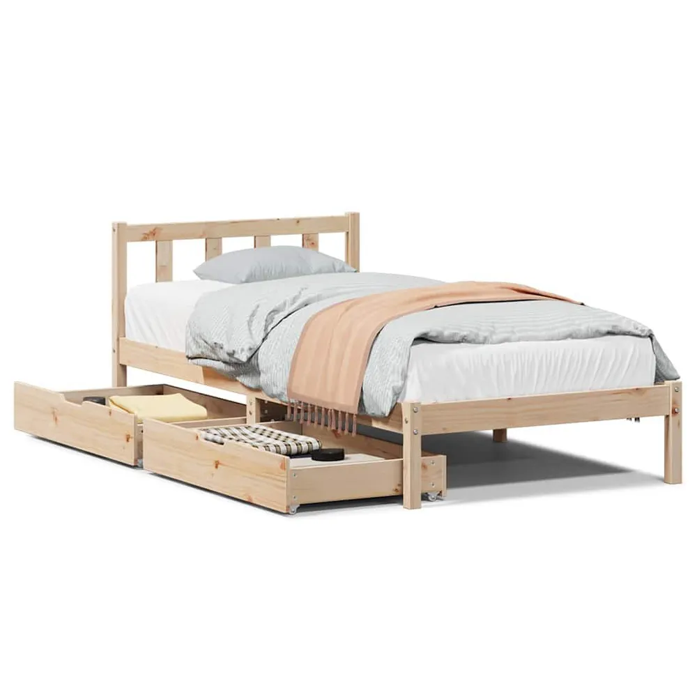 Bedframe zonder matras massief grenenhout 75x190 cm