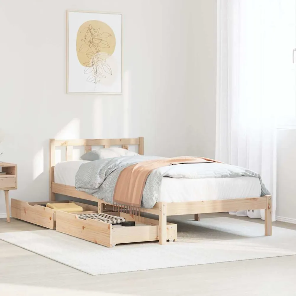 Bedframe zonder matras massief grenenhout 75x190 cm