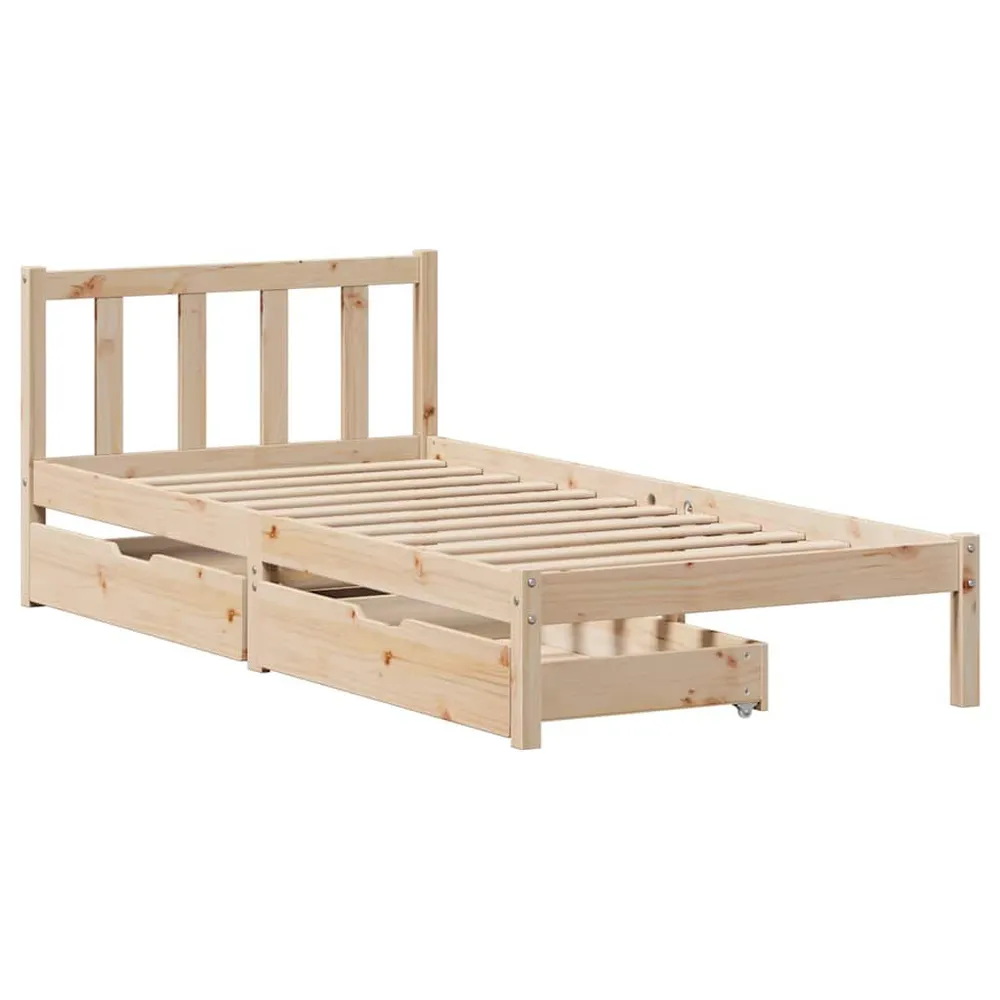 Bedframe zonder matras massief grenenhout 75x190 cm