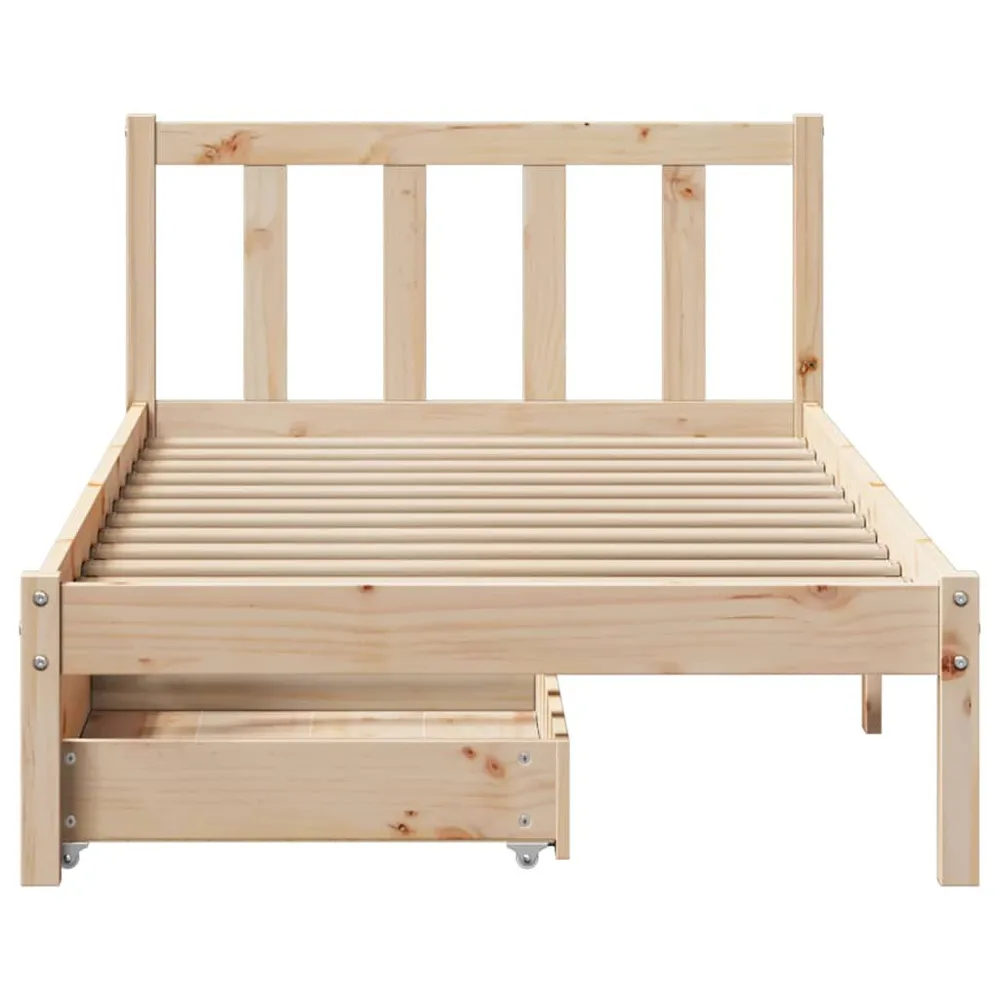 Bedframe zonder matras massief grenenhout 75x190 cm