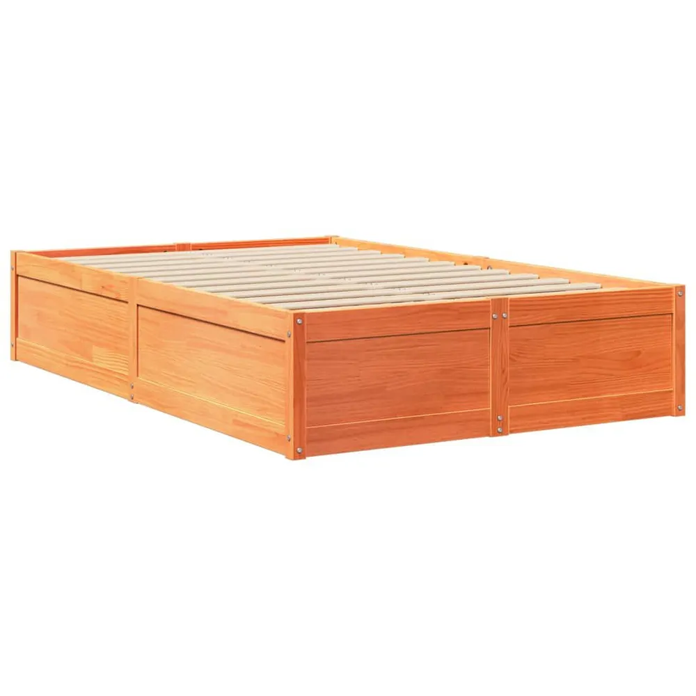 Bedframe zonder matras massief grenenhout wasbruin 120x190 cm