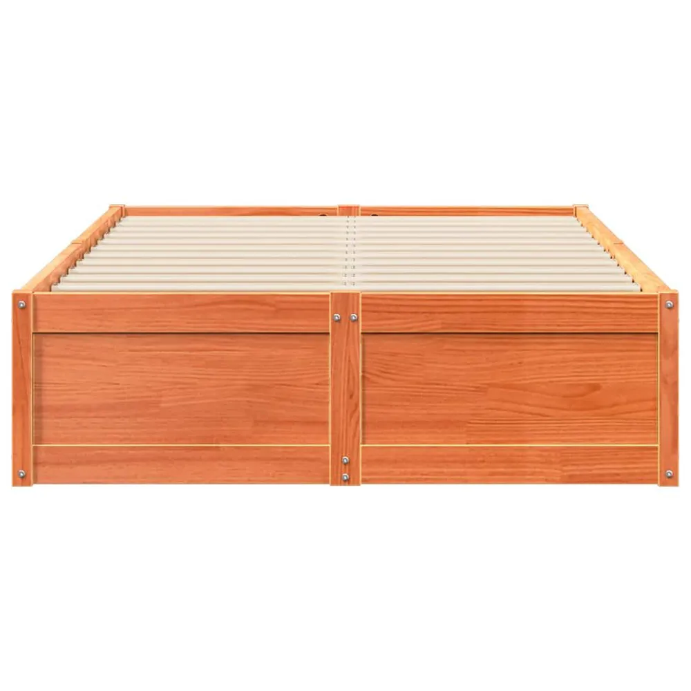 Bedframe zonder matras massief grenenhout wasbruin 120x190 cm