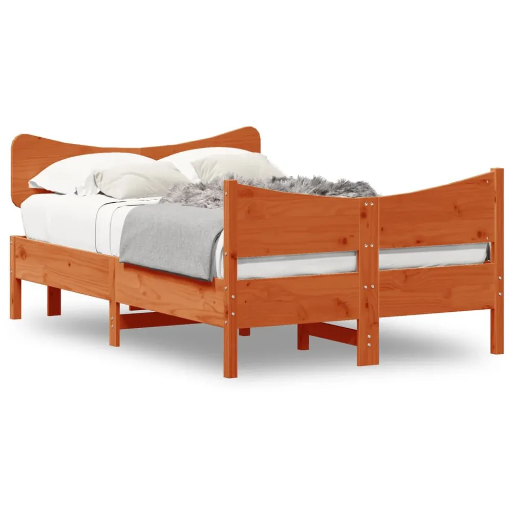 Bedframe zonder matras massief grenenhout wasbruin 120x190 cm