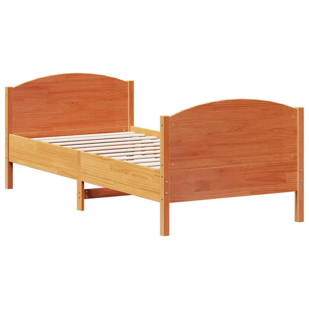 Bedframe zonder matras massief grenenhout wasbruin 75x190 cm