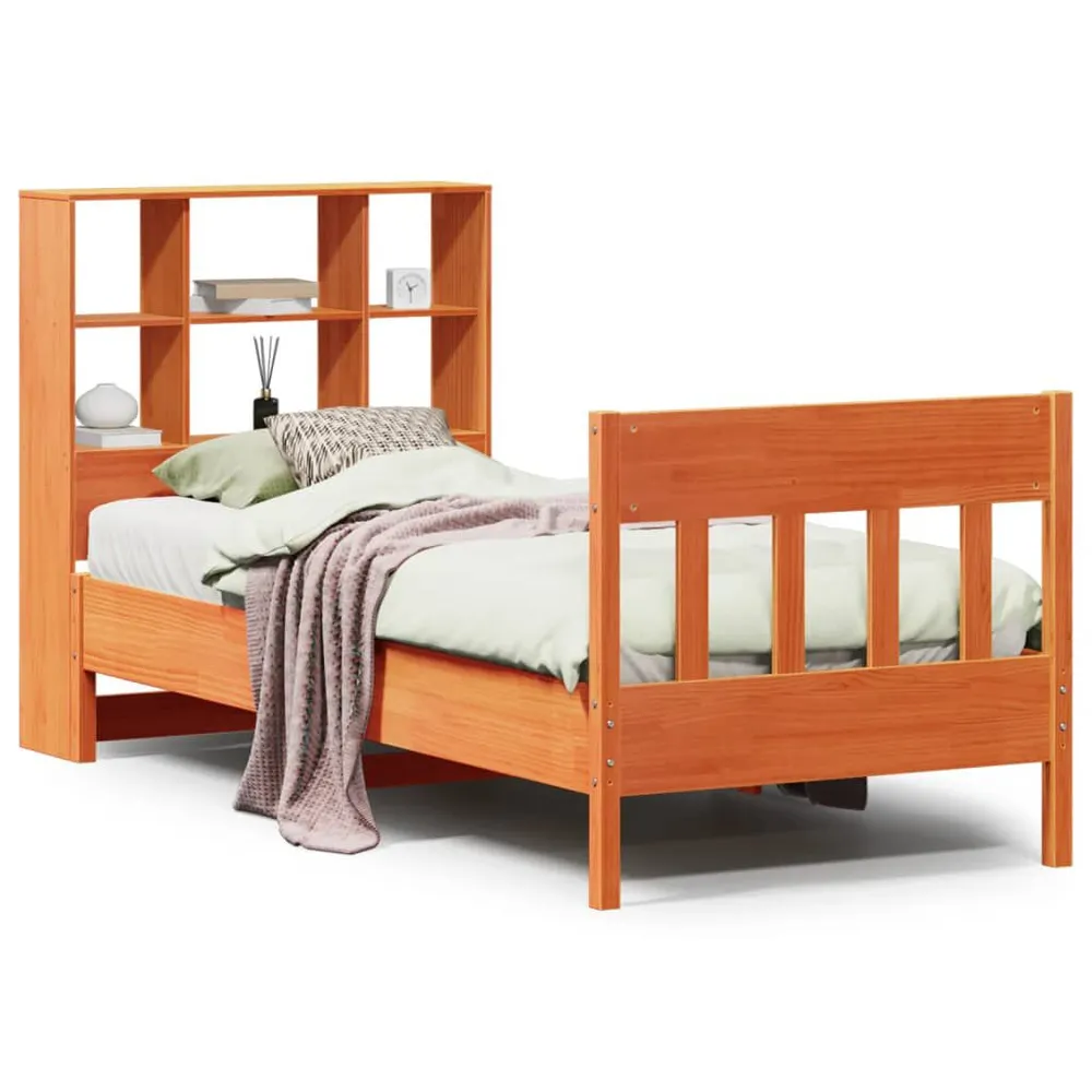 Bedframe zonder matras massief grenenhout wasbruin 75x190 cm