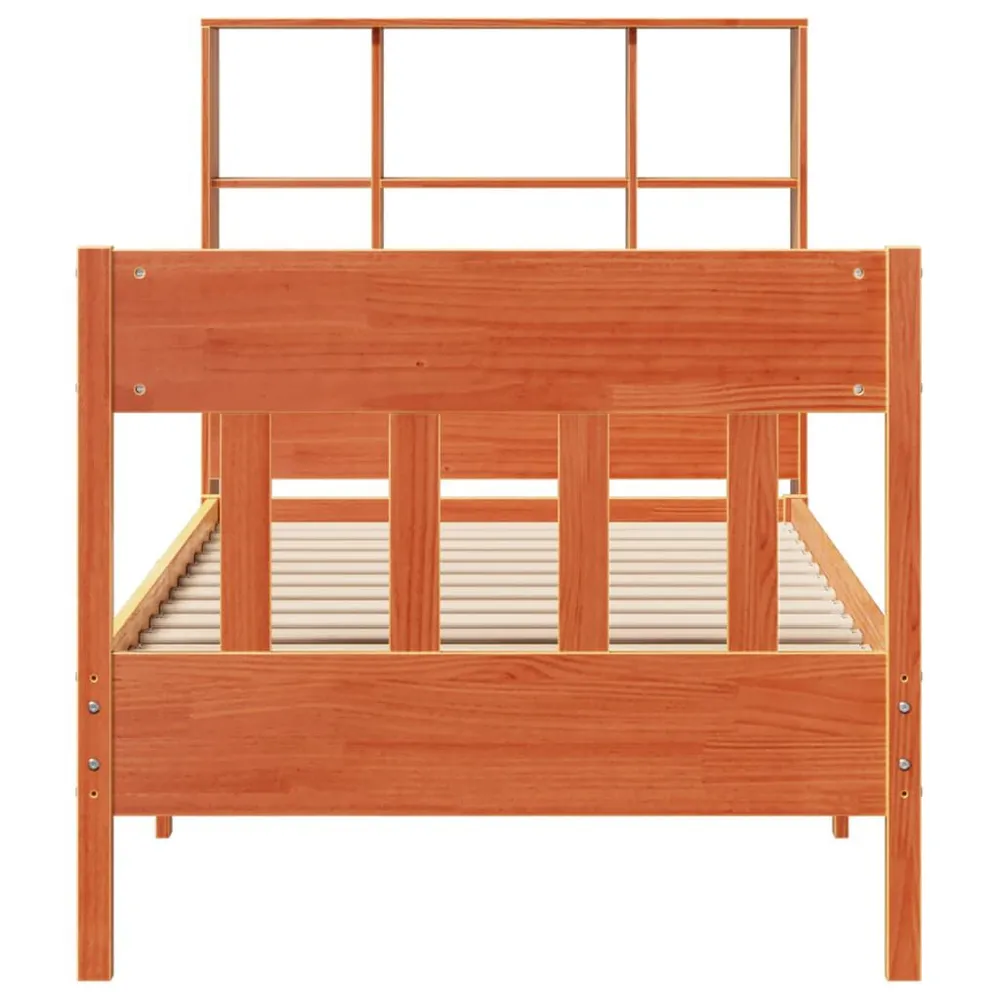 Bedframe zonder matras massief grenenhout wasbruin 75x190 cm