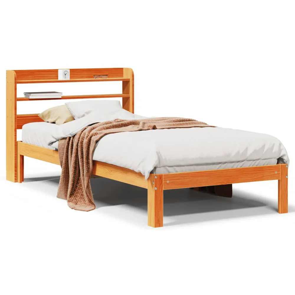 Bedframe zonder matras massief grenenhout wasbruin 75x190 cm
