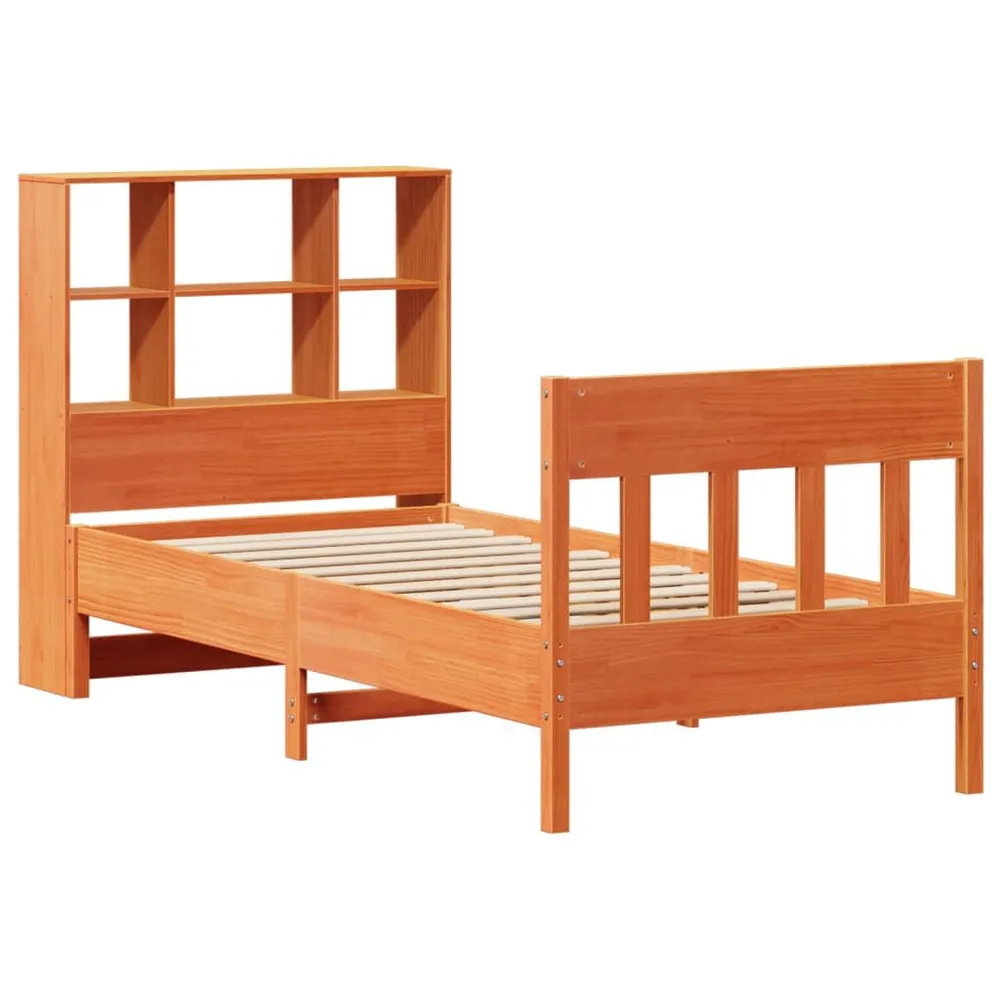 Bedframe zonder matras massief grenenhout wasbruin 75x190 cm