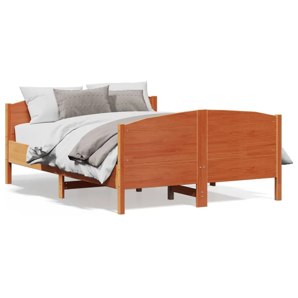 Bedframe zonder matras massief grenenhout wasbruin 120x190 cm