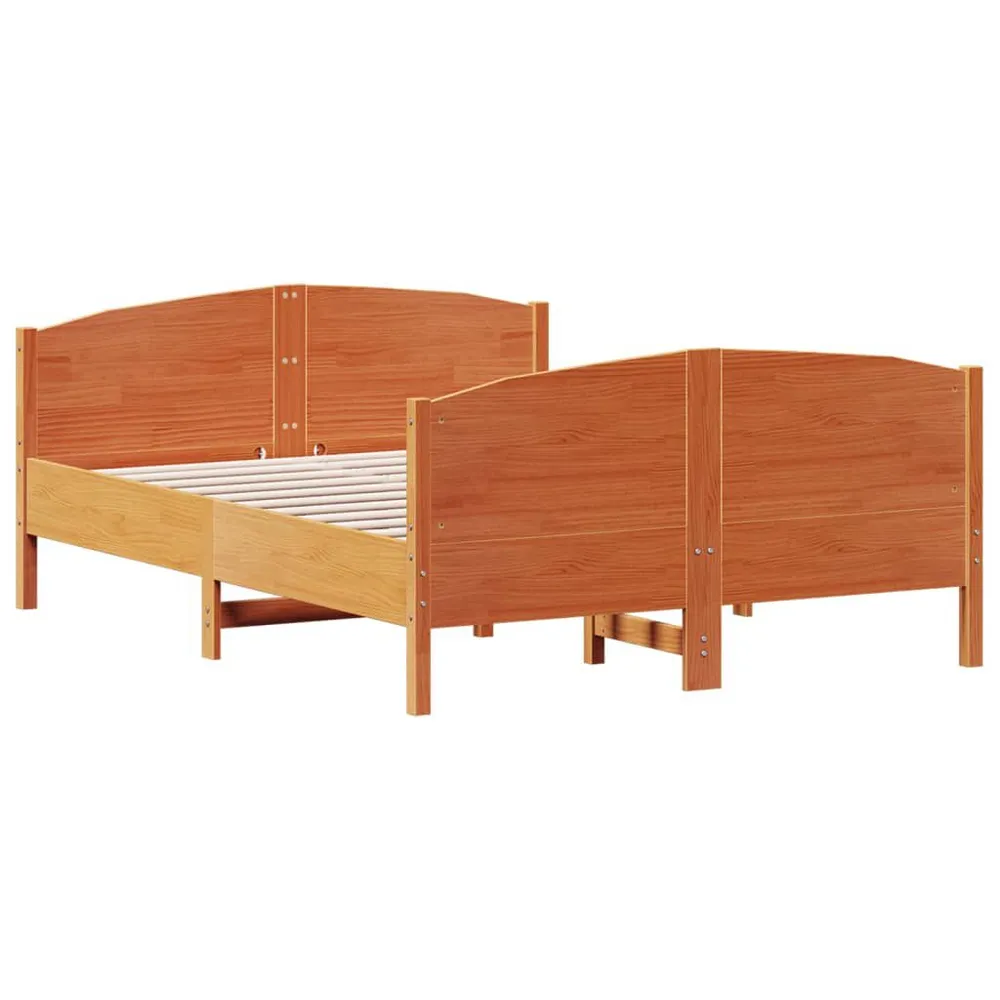 Bedframe zonder matras massief grenenhout wasbruin 120x190 cm