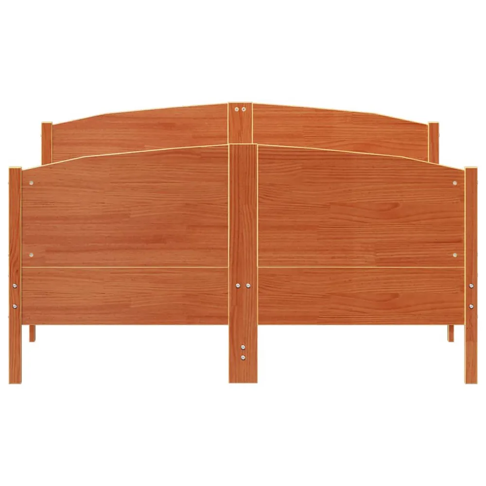 Bedframe zonder matras massief grenenhout wasbruin 120x190 cm