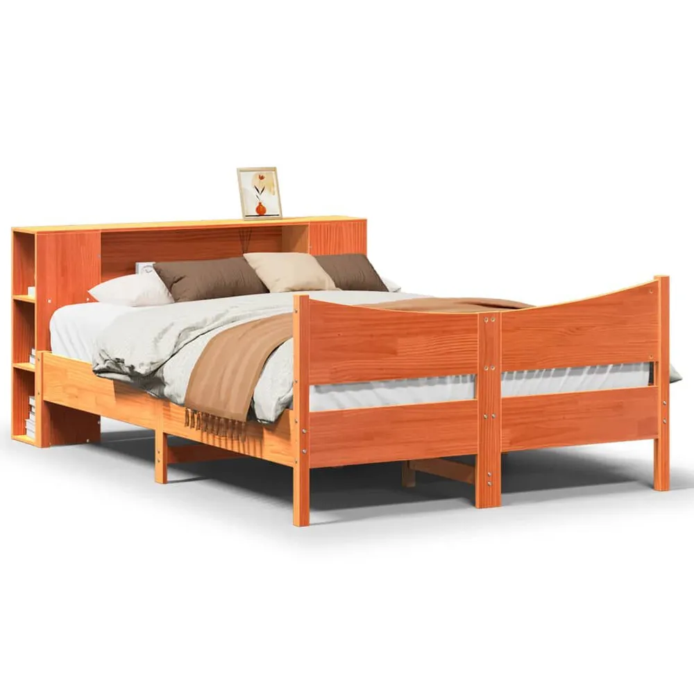 Bedframe zonder matras massief grenenhout wasbruin 120x190 cm