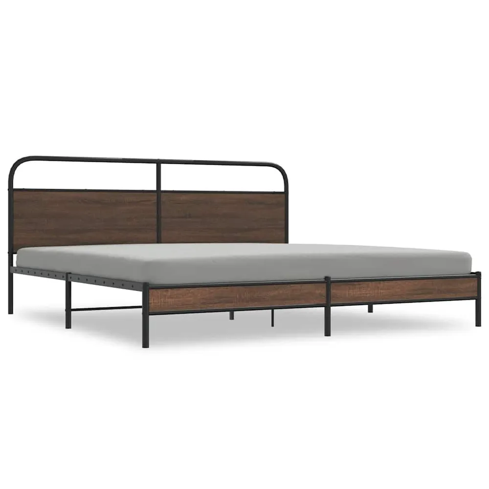 Bedframe zonder matras metaal bruin eikenkleur 193x203 cm