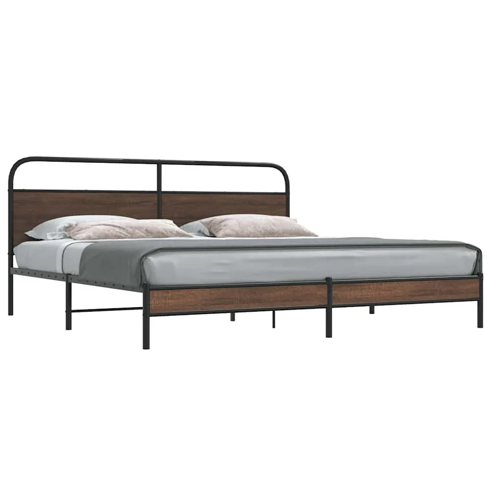 Bedframe zonder matras metaal bruin eikenkleur 193x203 cm
