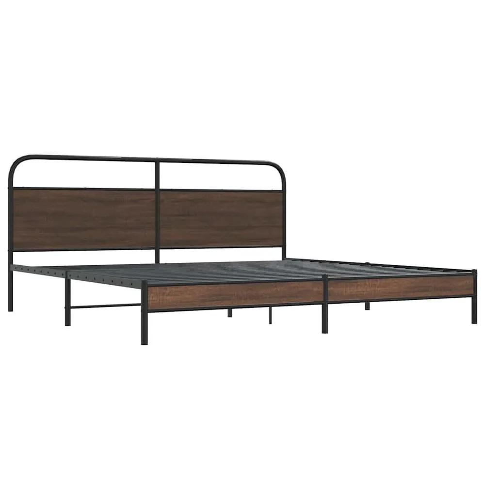 Bedframe zonder matras metaal bruin eikenkleur 193x203 cm