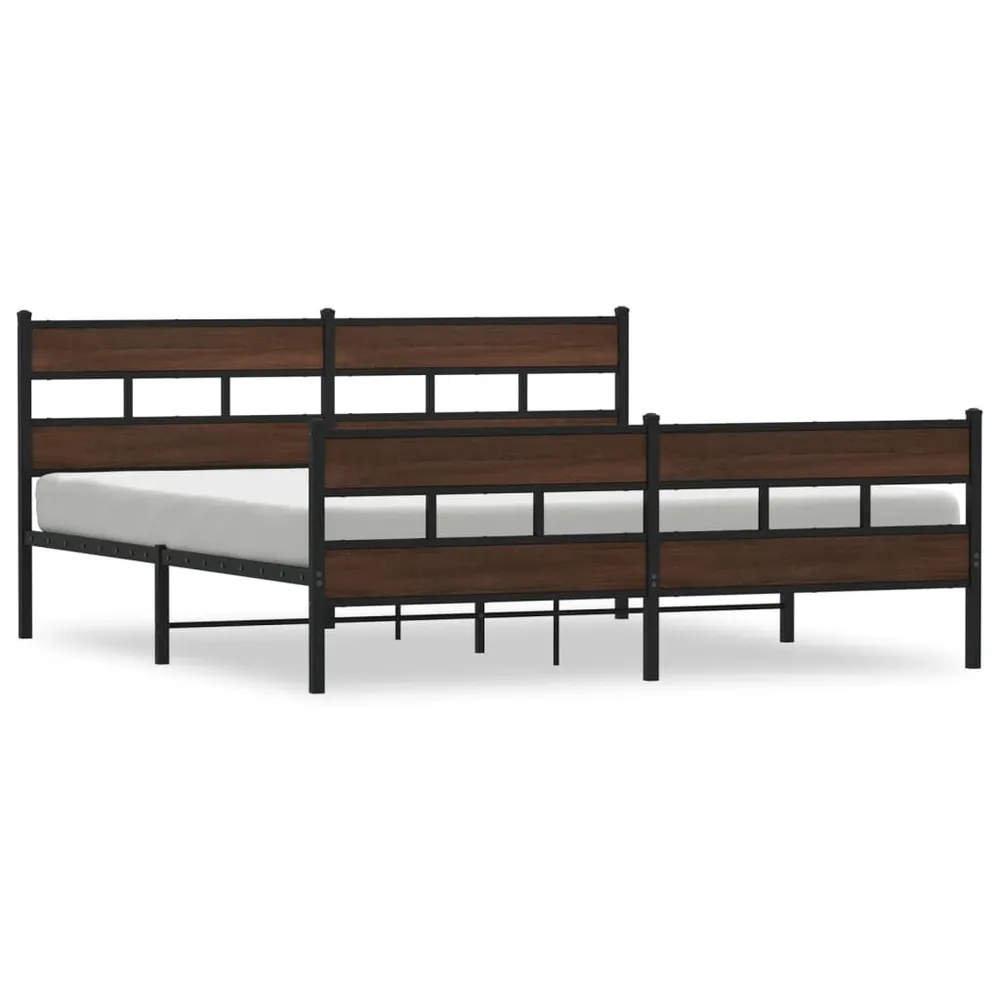 Bedframe zonder matras metaal bruin eikenkleur 193x203 cm