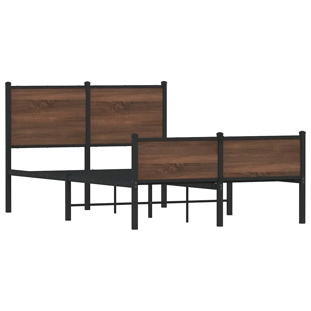 Bedframe zonder matras metaal bruin eikenkleurig 120x190 cm