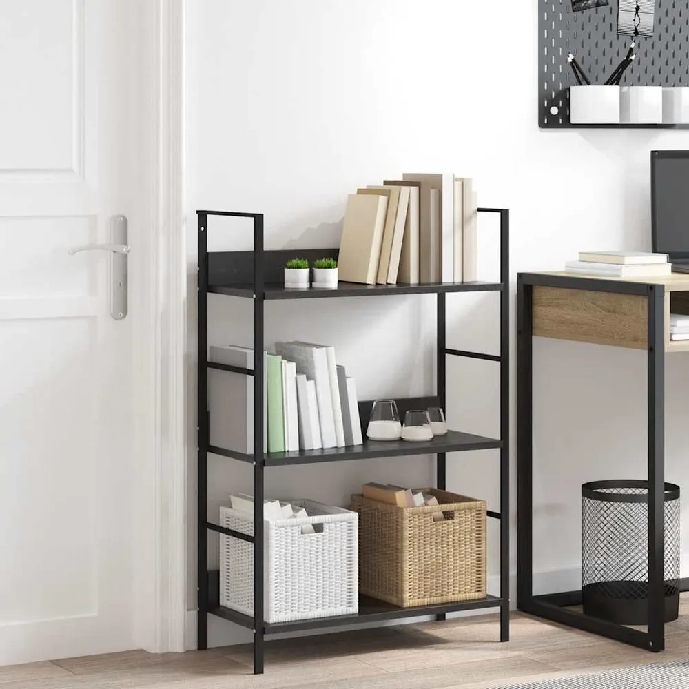 Boekenkast met 3 schappen 60x27,6x90,5 cm bewerkt hout zwart