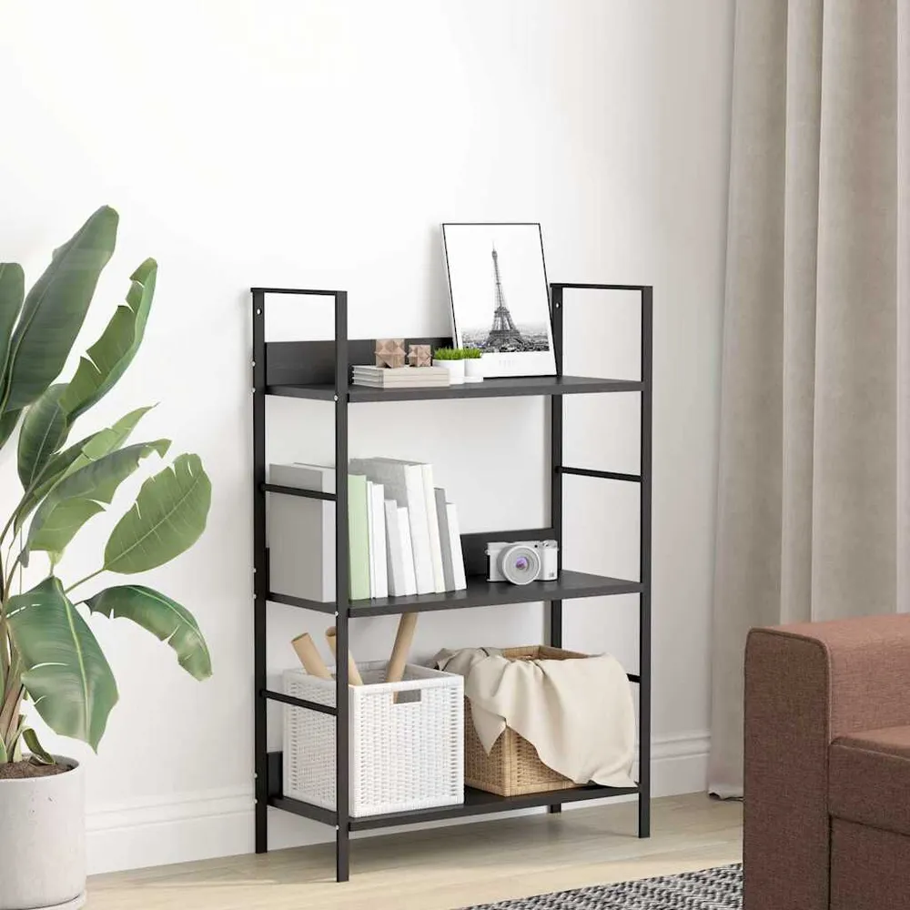 Boekenkast met 3 schappen 60x27,6x90,5 cm bewerkt hout zwart