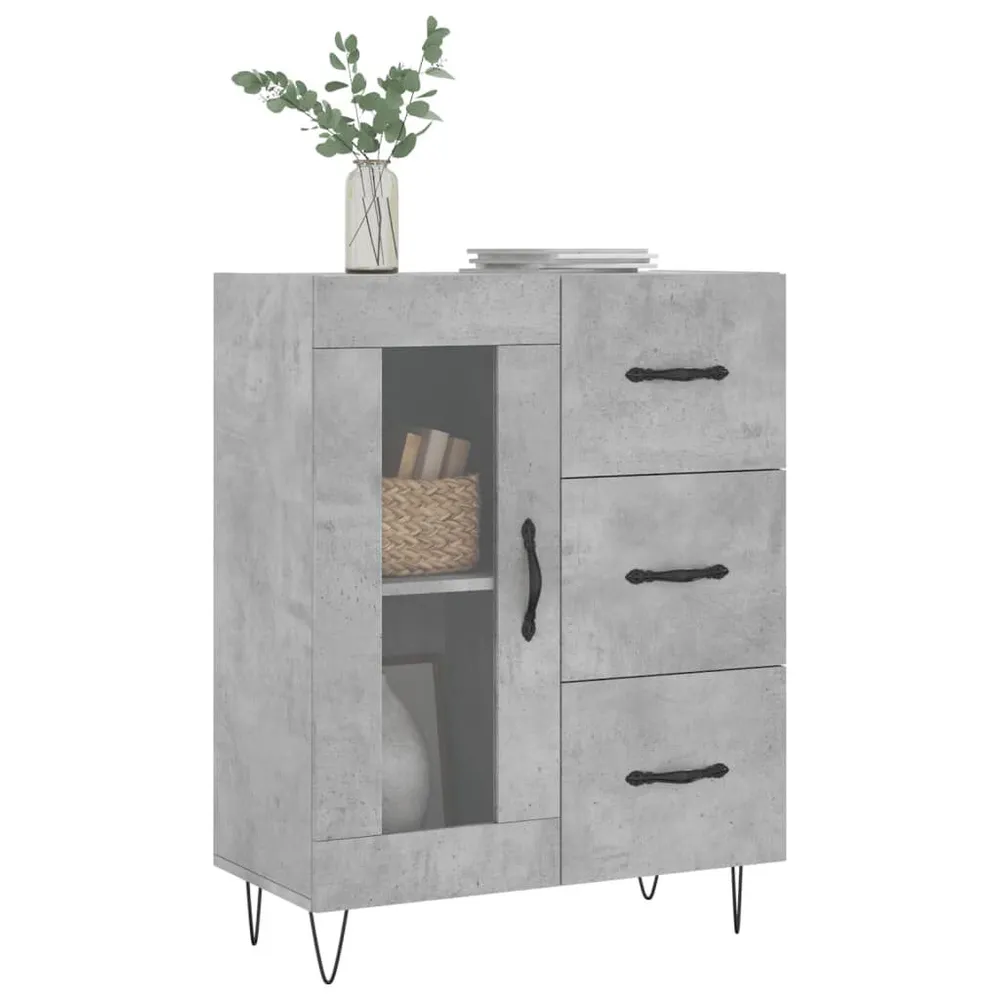 Dressoir 69,5x34x90 cm bewerkt hout betongrijs