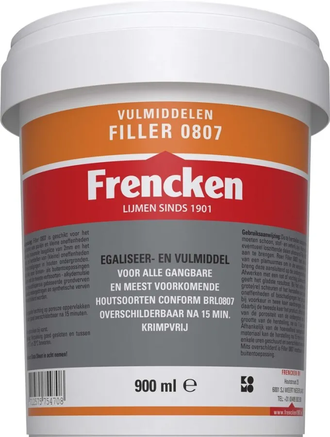 Frencken houtvulmiddel - filler - krimpvrij - 900 ml