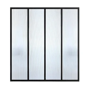 Glazen binnenraam van aluminium en gehard textuurglas – 120 x 105 cm – Zwart – VIETRA