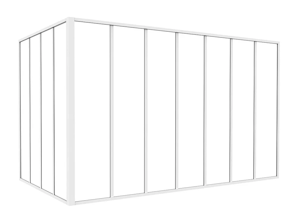Glazen hoekbinnenraam industriële stijl gepoederlakt aluminium – L210 x L120 x H130 – Wit – BAYVIEW