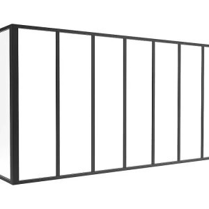 Glazen hoekbinnenraam industriële stijl gepoederlakt aluminium – L210 x L60 x H105 – Zwart – BAYVIEW
