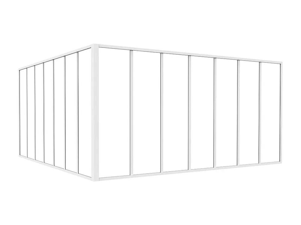 Glazen hoekbinnenraam industriële stijl gepoederlakt aluminium – L210 x L210 x H105 – Wit – BAYVIEW