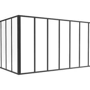 Glazen hoekbinnenraam industriële stijl gepoederlakt aluminium – L210 x L150 x H105 – Zwart – BAYVIEW