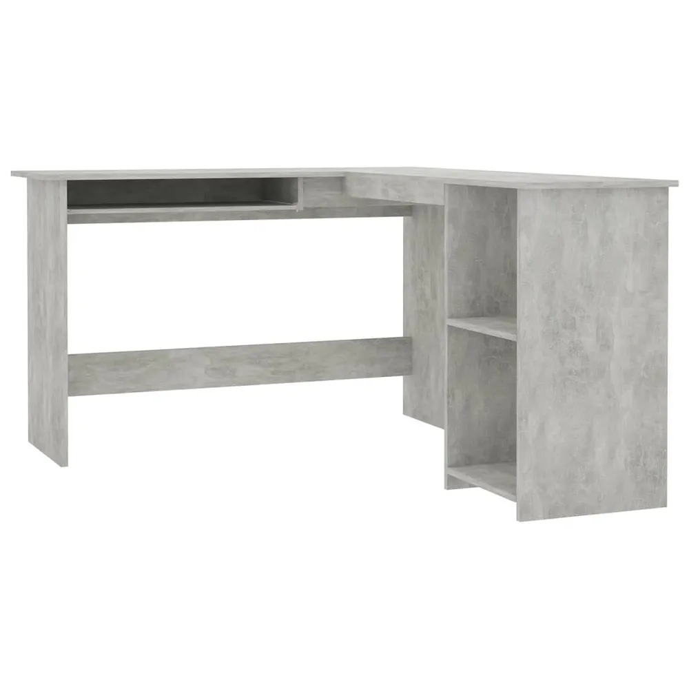 Hoekbureau L-vormig 120x140x75 cm bewerkt hout betongrijs