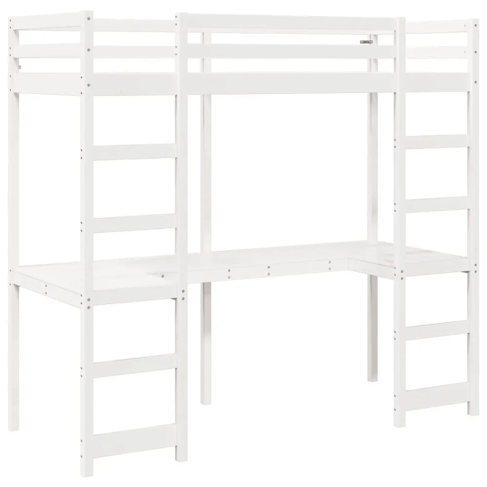 Hoogslaper zonder matras massief grenenhout wit 90x190 cm