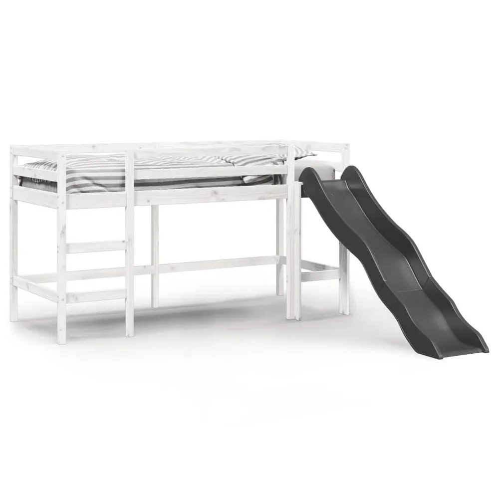 Kinderhoogslaper zonder matras massief grenenhout wit 90x190 cm