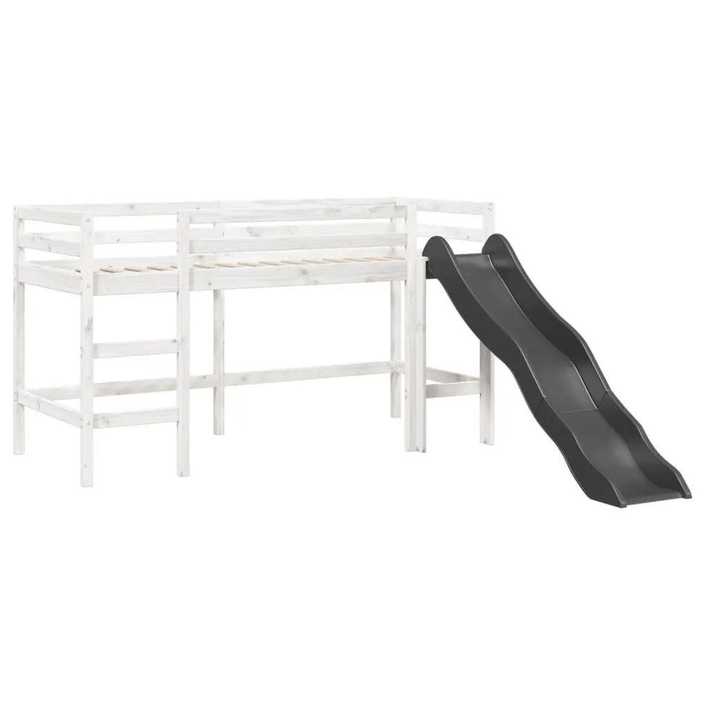 Kinderhoogslaper zonder matras massief grenenhout wit 90x190 cm