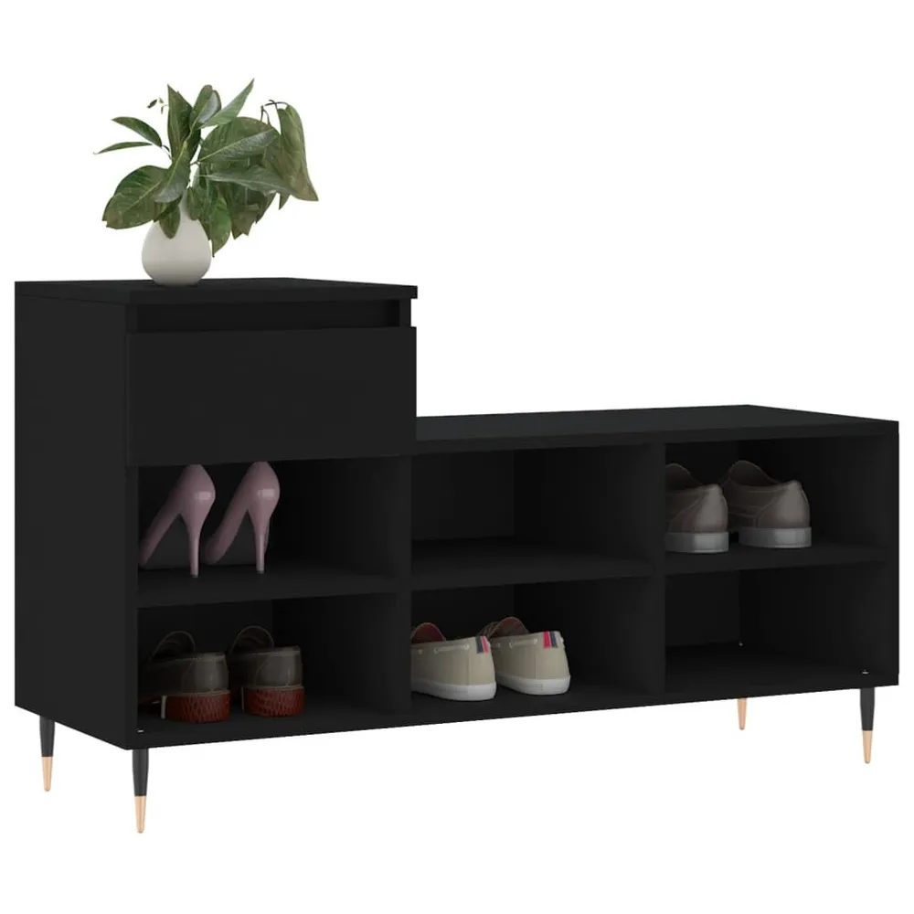Schoenenkast 102x36x60 cm bewerkt hout zwart
