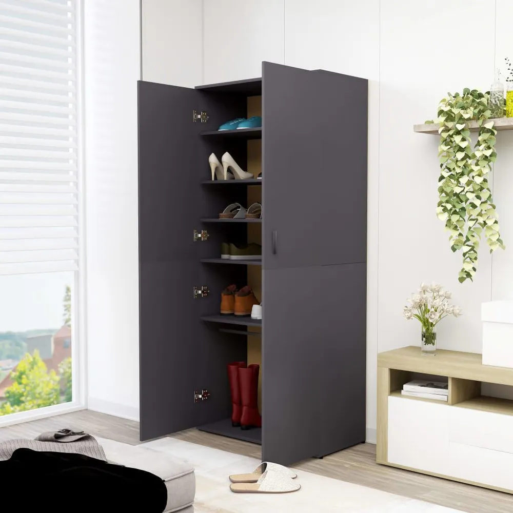 Schoenenkast 80x39x178 cm bewerkt hout grijs