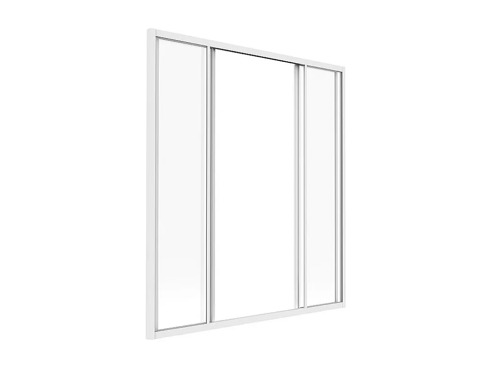 Schuifraam van gehard glas en gepoedercoat wit aluminium 120 x 130 cm RAVENA