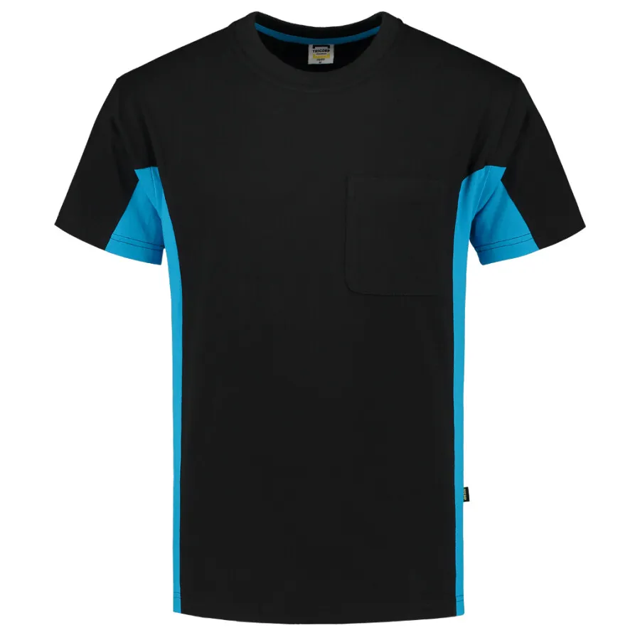 Tricorp T-shirt Bi-Color - Workwear - 102002 - zwart/turquoise - maat XL
