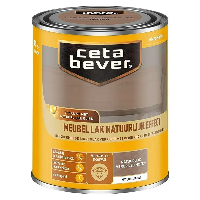 Cetabever Houtlak voor meubels - Natuur Vergrijsd Notenhout, 750 ml Easy Apply
