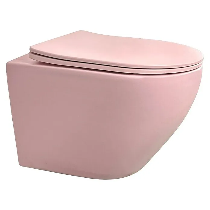 Precisie Best Design Hangend Toilet Spoelrandloos Morrano - Roze, Softclose