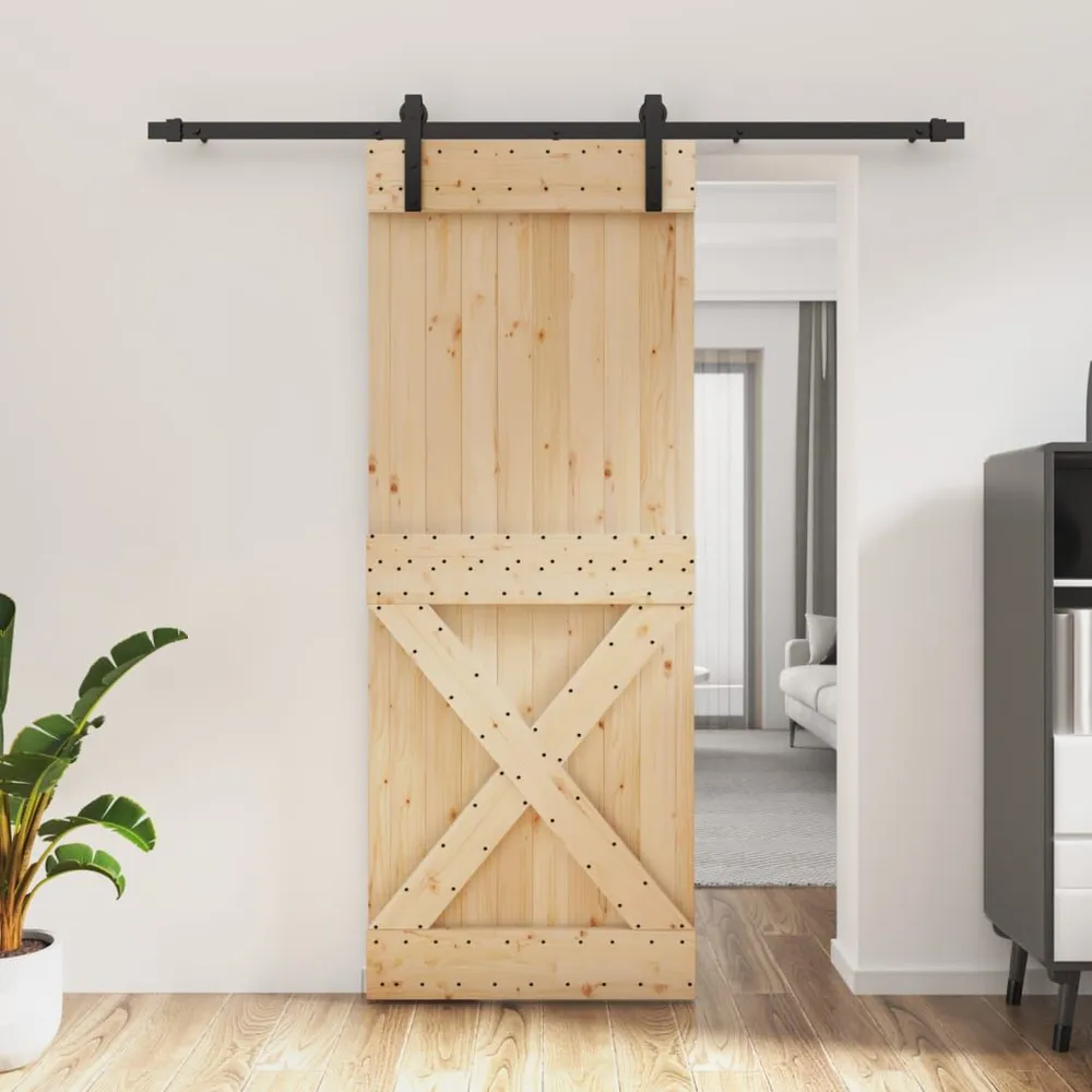 Gecertificeerd VdS Schuifdeur met beslag 80x210 cm massief grenenhout