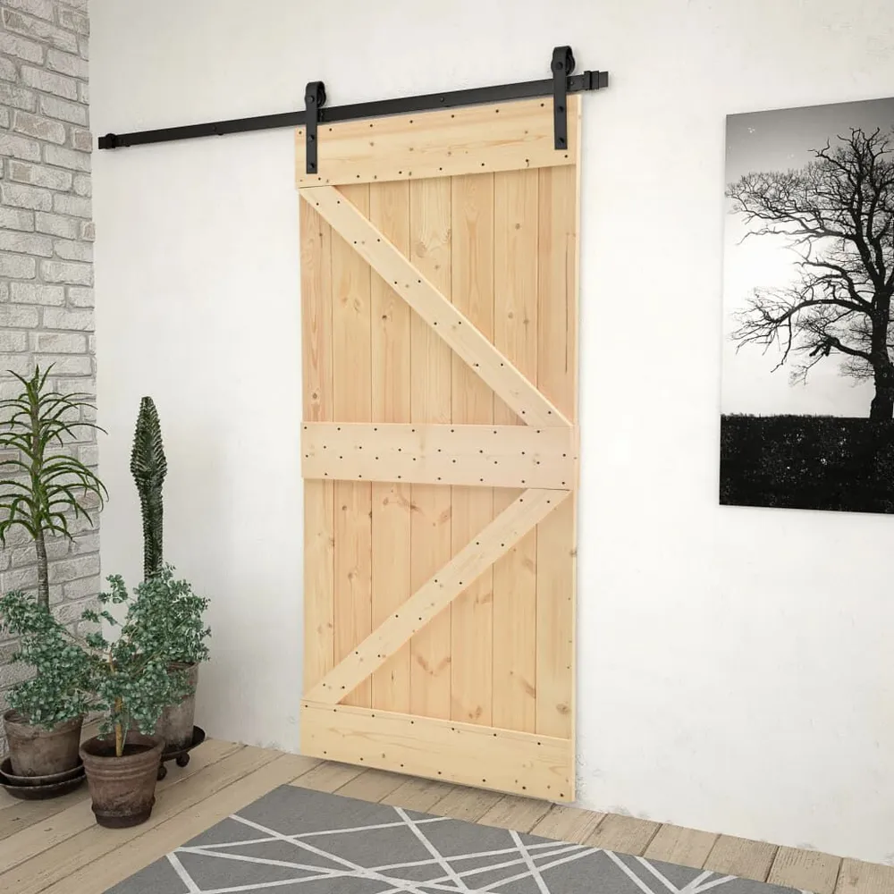 Professionele Kwaliteit Schuifdeur met beslag 80x210 cm massief grenenhout