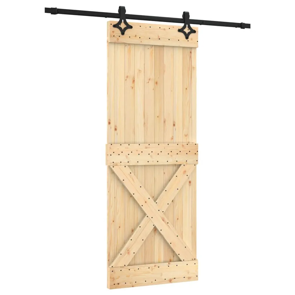 Schuifdeur met beslag 80x210 cm massief grenenhout met beveiligingsplaat
