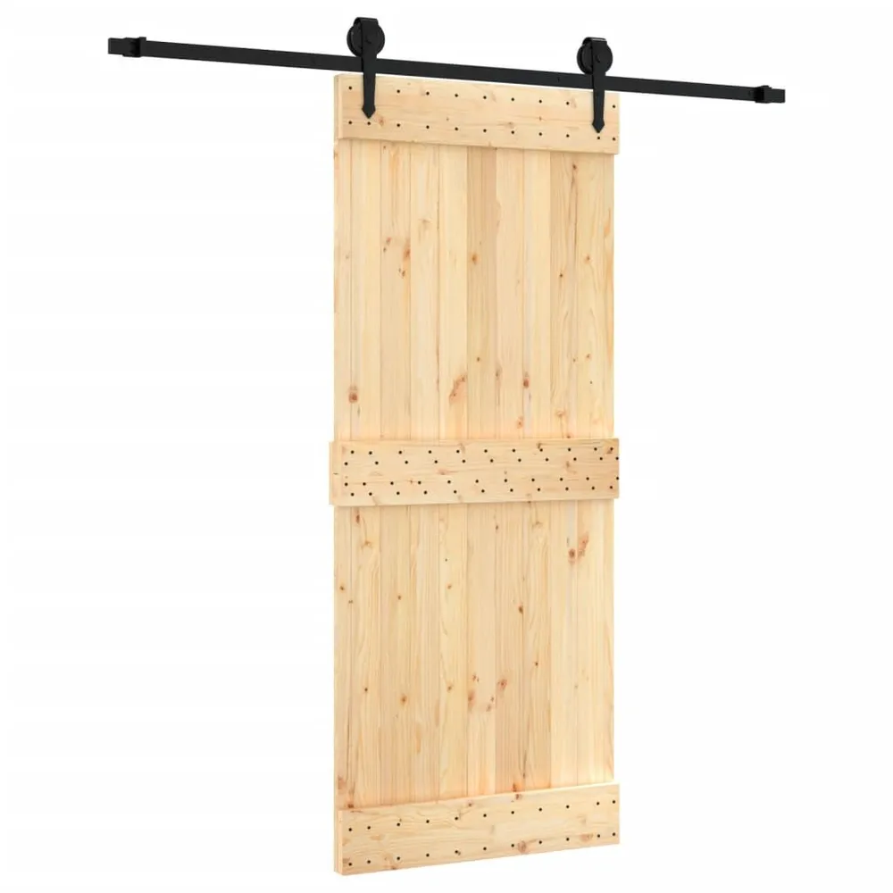 Schuifdeur met beslag 85x210 cm massief grenenhout messing | Duurzaam